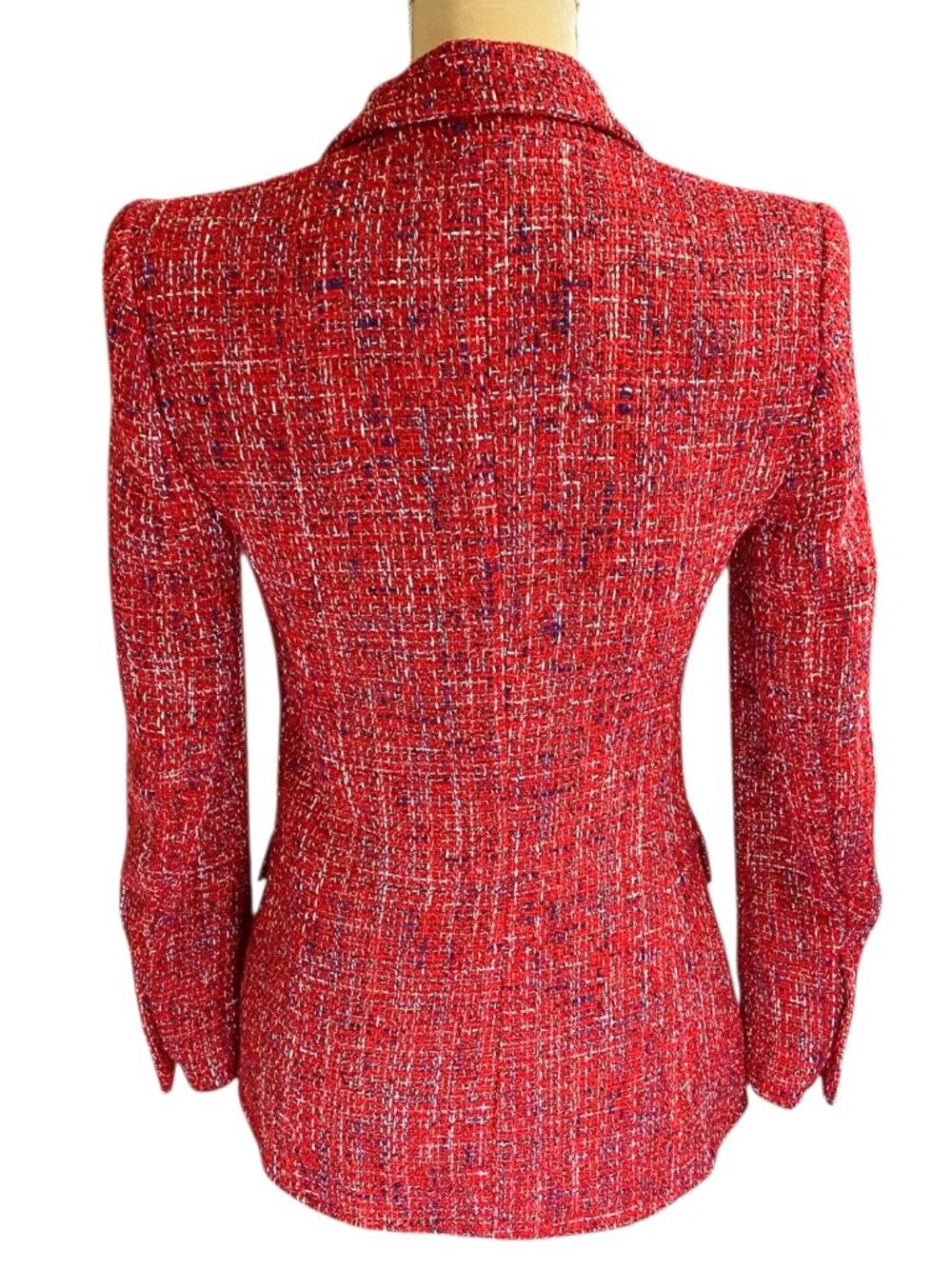 Zara Tweed Double-Breasted Red Blazer Jacket XS - Picture 4 of 13